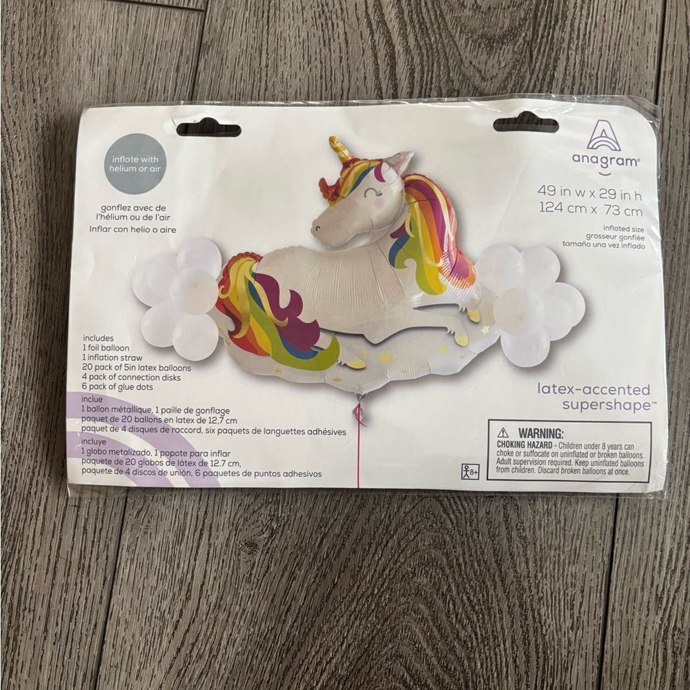 Anagram Unicorn Balloon with Rainbow Mane